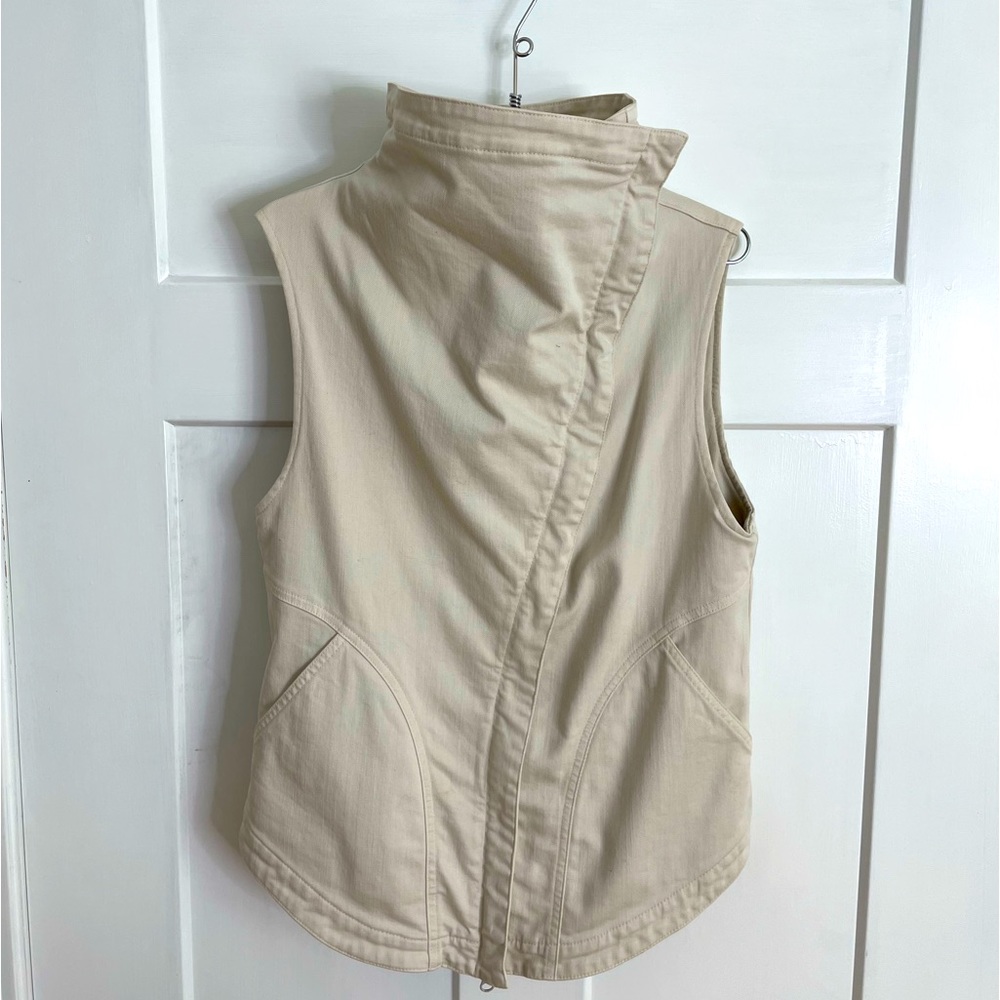 PRAIRIE UNDERGROUND Ivory Moto Zip Denim Vest